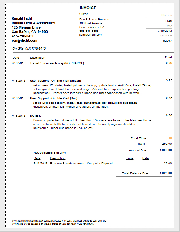 3 line invoice