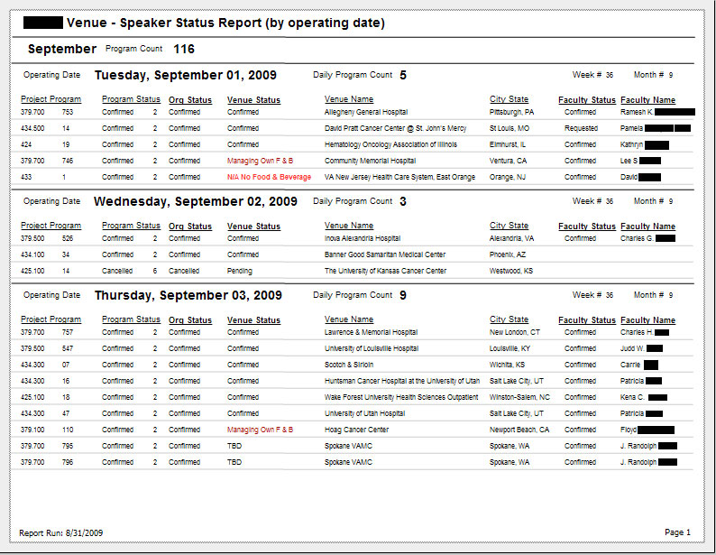 venue speaker status