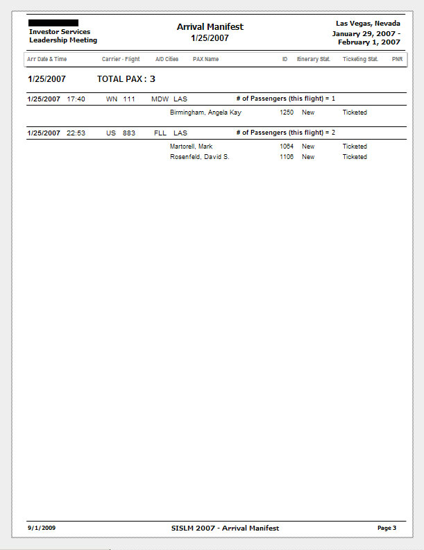 arrival manifest