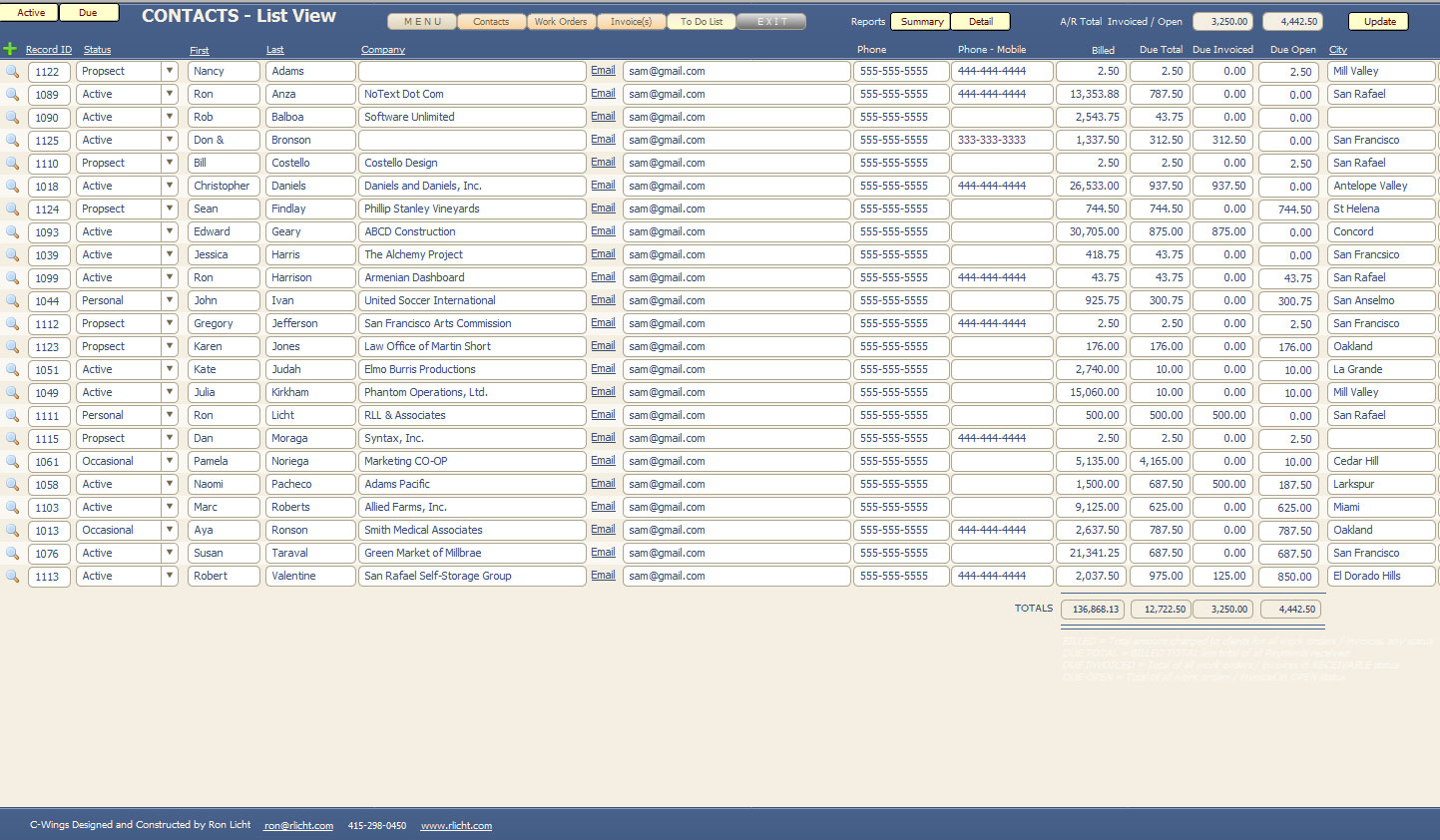 Work Order Invoicing Software - List Layout